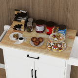 CESICIA White Mdf Base with Mdf Wood Top Rolling Kitchen Island (17.72-in x 28.74-in x 36.22-in)