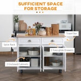 CESICIA White Wood Base with Wood Top Rolling Kitchen Island (29.25-in x 57.5-in x 36.75-in)