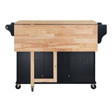 CESICIA Black Wood Base with Wood Top Rolling Kitchen Island (32-in x 52-in x 36-in)