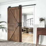 7.5 ft./90 in. Single Track Bypass Barn Door Hardware Double Doors Kit, Heavy-Duty Sliding 1-Track Antique Roller - Super Arbor