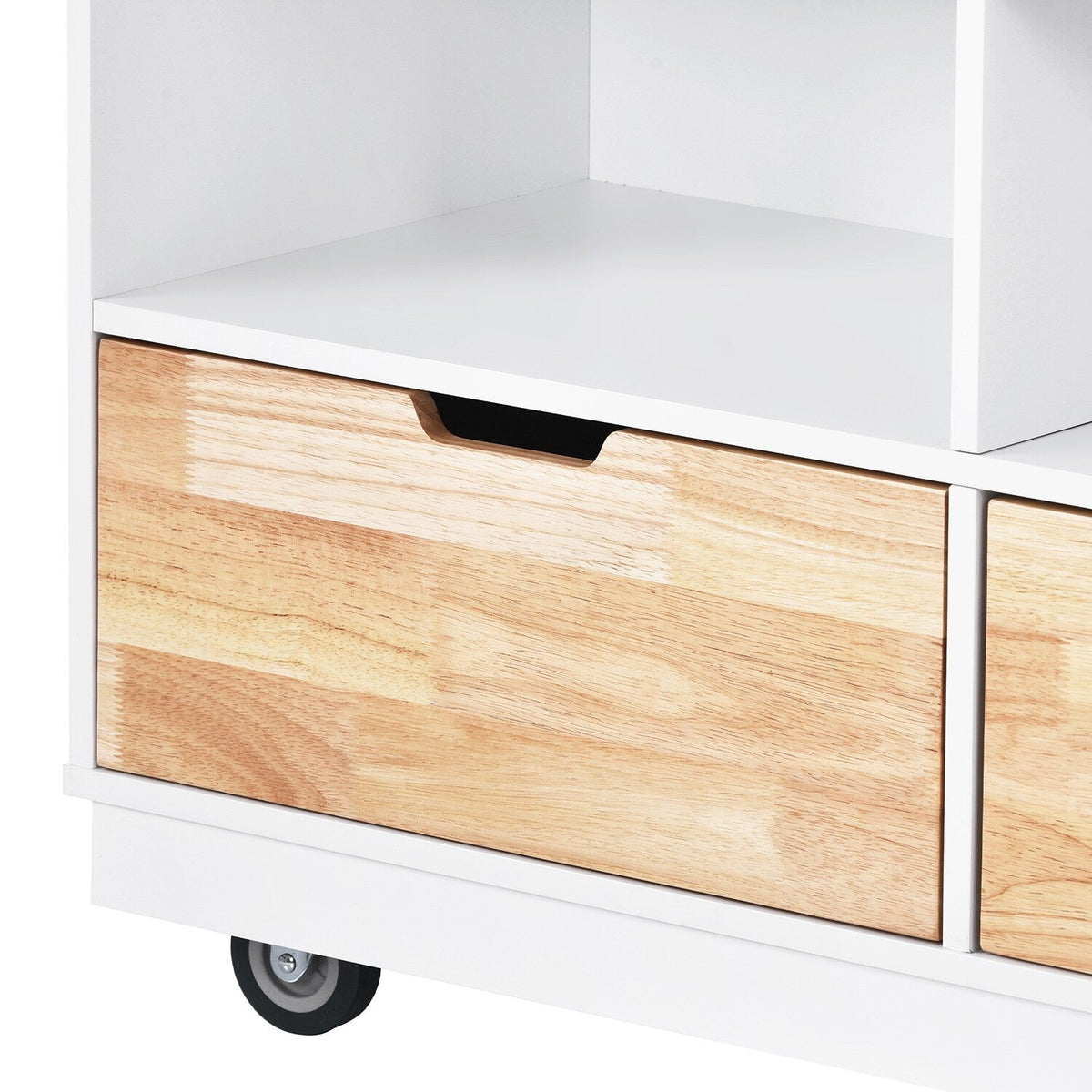 Bybafun White Mdf Base with Wood Top Rolling Kitchen Cart (21.7-in x 43.3-in x 35.6-in)