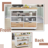 Bybafun White Mdf Base with Wood Top Rolling Kitchen Cart (21.7-in x 43.3-in x 35.6-in)