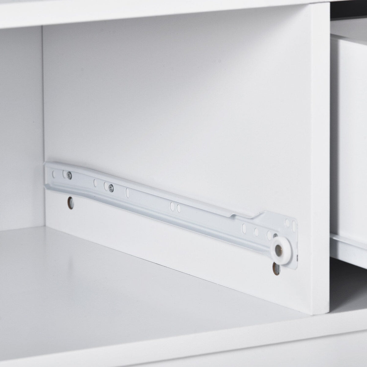 Bybafun White Mdf Base with Wood Top Rolling Kitchen Cart (21.7-in x 43.3-in x 35.6-in)