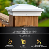 Classy Caps 6-in x 6-in White Aluminum Deck Post Cap