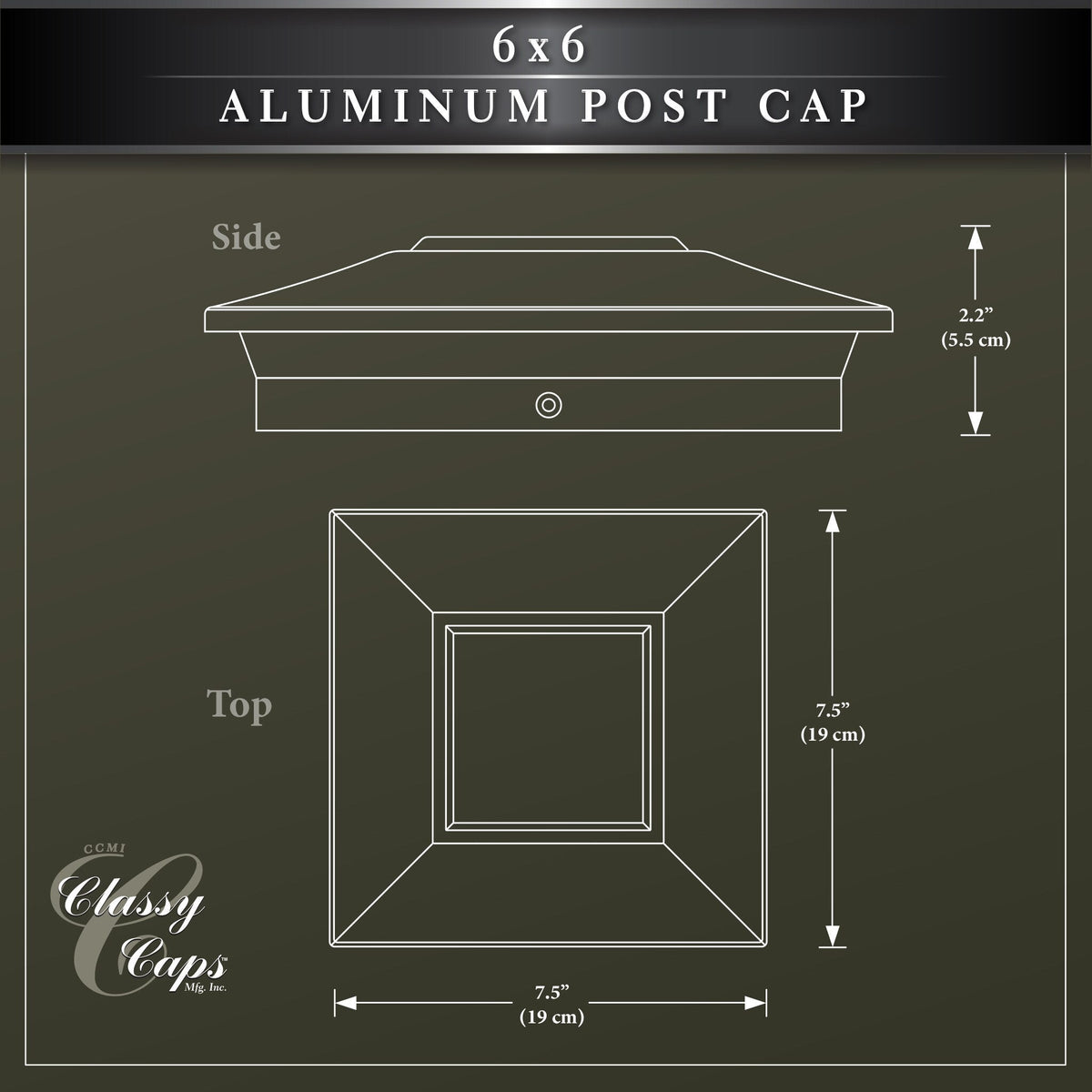 Classy Caps 6-in x 6-in White Aluminum Deck Post Cap