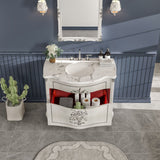 Eviva Monaco 38"W x 22"D Ivory Bathroom Vanity with White Carrara Marble Countertop and Undermount Porcelain Sink