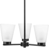 Progress Lighting Tanner 3-Light Matte Black Transitional Chandelier
