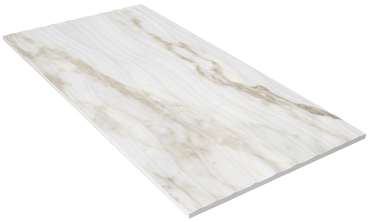 Satori Calacatta Novello 12-in x 24-in Glazed Ceramic Marble Look Wall Tile (1.93-sq. ft/ Piece)