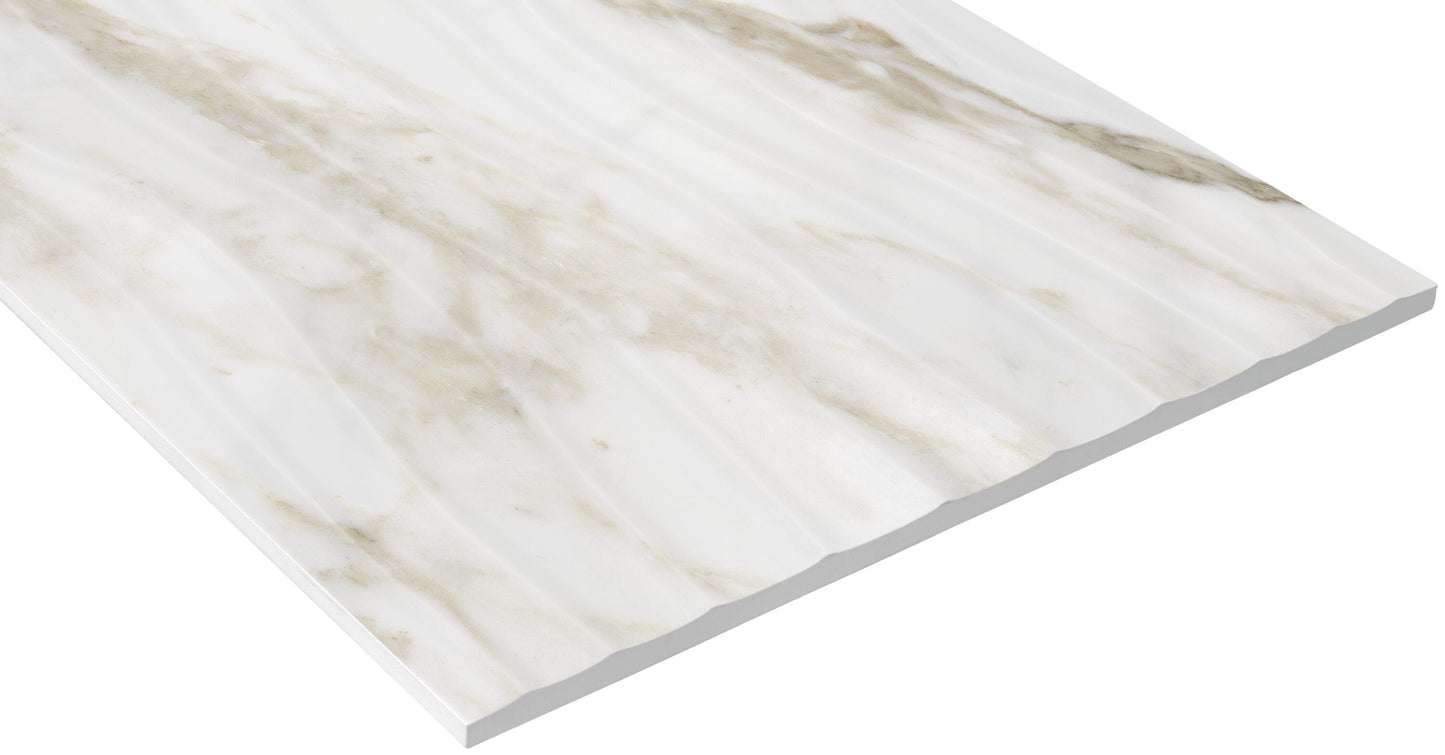 Satori Calacatta Novello 12-in x 24-in Glazed Ceramic Marble Look Wall Tile (1.93-sq. ft/ Piece)