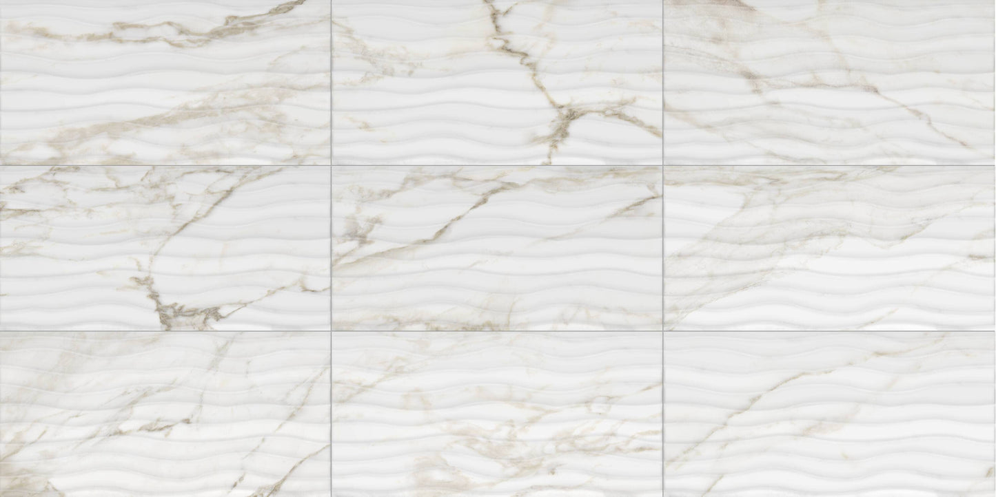 Satori Calacatta Novello 12-in x 24-in Glazed Ceramic Marble Look Wall Tile (1.93-sq. ft/ Piece)