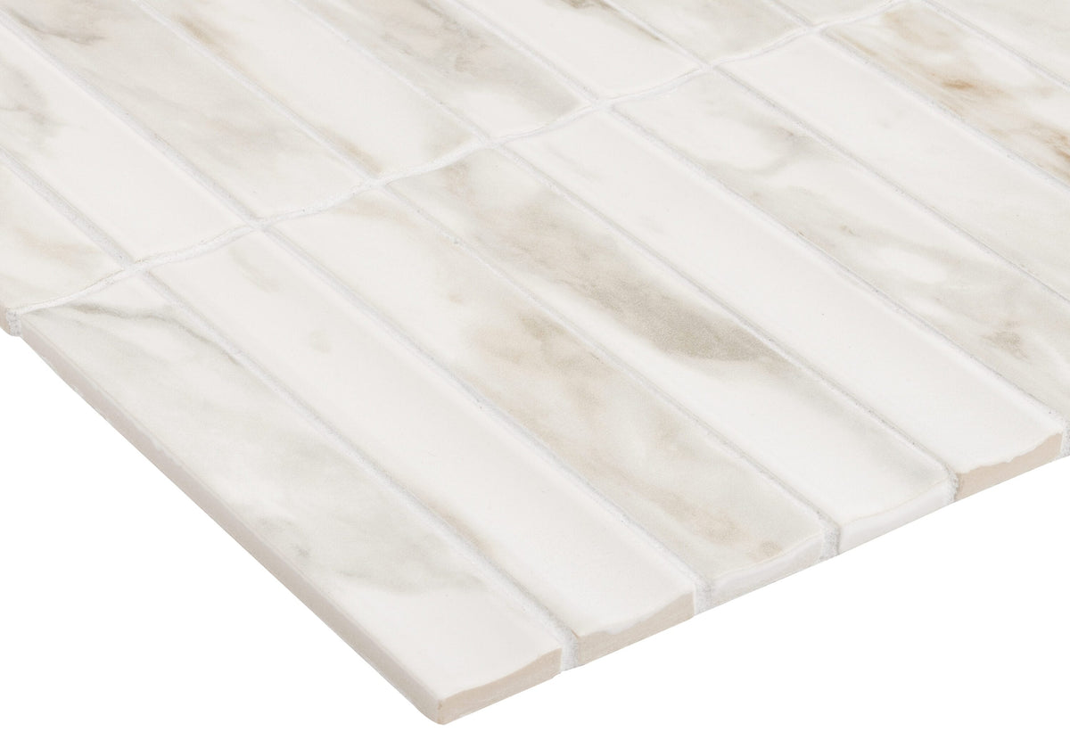 Satori Calacatta Lunar 11-in x 13-in Glazed Porcelain Marble Look Mosaic Wall Tile (0.84-sq. ft/ Piece)