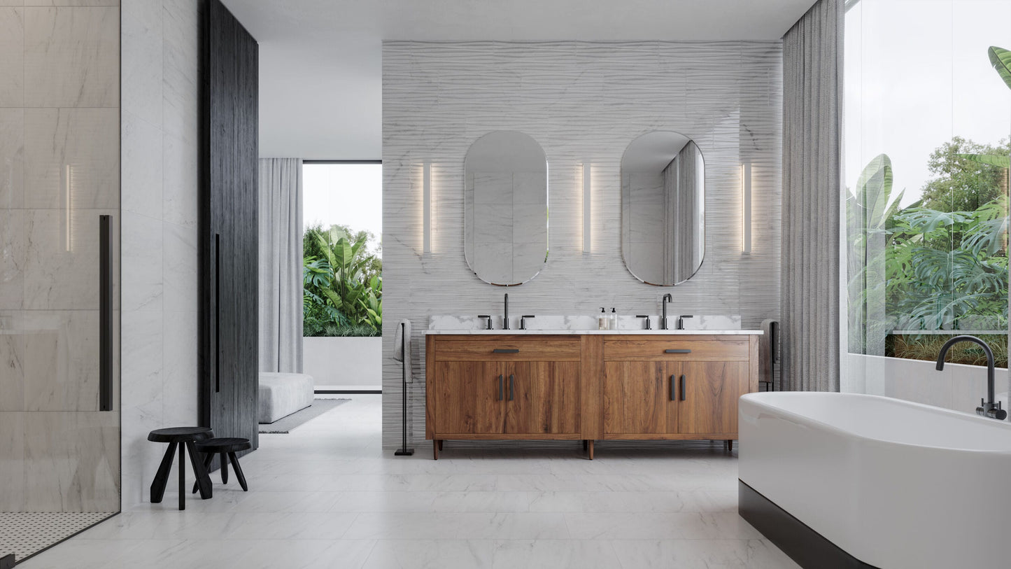 Satori Statuario Novello Motion 12-in x 24-in Glossy Ceramic Marble Look Wall Tile (1.93-sq. ft/ Piece)
