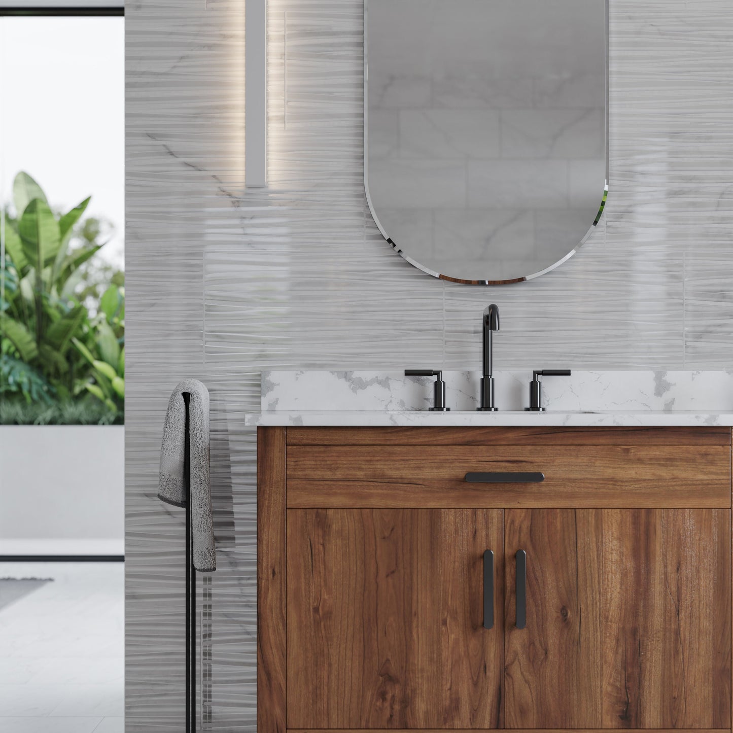 Satori Statuario Novello Motion 12-in x 24-in Glossy Ceramic Marble Look Wall Tile (1.93-sq. ft/ Piece)