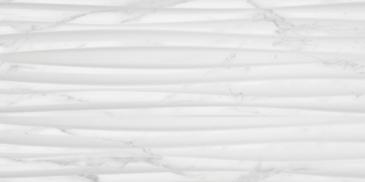 Satori Statuario Novello Motion 12-in x 24-in Glossy Ceramic Marble Look Wall Tile (1.93-sq. ft/ Piece)