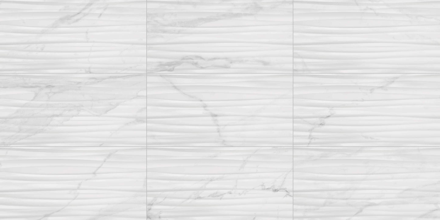Satori Statuario Novello Motion 12-in x 24-in Glossy Ceramic Marble Look Wall Tile (1.93-sq. ft/ Piece)