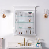 WELLFOR GRACE Solid Wood 26-in x 32-in Recessed Mount White Mirrored Soft Close Medicine Cabinet