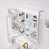WELLFOR GRACE Solid Wood 26-in x 32-in Recessed Mount White Mirrored Soft Close Medicine Cabinet
