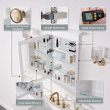 WELLFOR GRACE Solid Wood 26-in x 32-in Recessed Mount White Mirrored Soft Close Medicine Cabinet