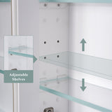 WELLFOR GRACE Solid Wood 26-in x 32-in Recessed Mount White Mirrored Soft Close Medicine Cabinet