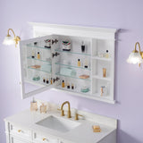WELLFOR GRACE Solid Wood 48-in x 32-in Recessed Mount White Mirrored Soft Close Medicine Cabinet