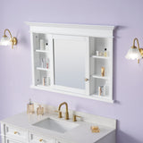 WELLFOR GRACE Solid Wood 48-in x 32-in Recessed Mount White Mirrored Soft Close Medicine Cabinet
