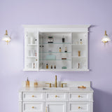 WELLFOR GRACE Solid Wood 48-in x 32-in Recessed Mount White Mirrored Soft Close Medicine Cabinet