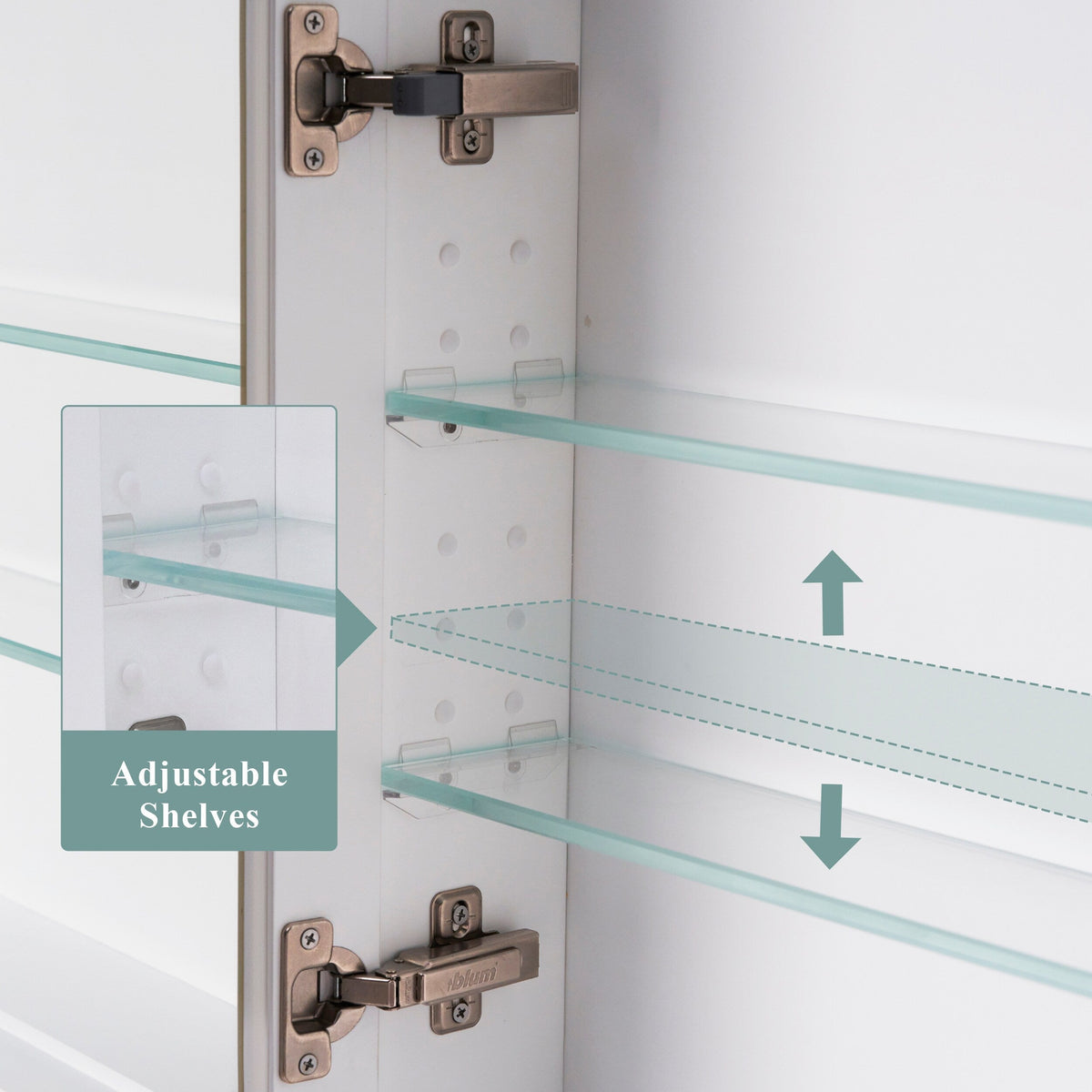 WELLFOR GRACE Solid Wood 48-in x 32-in Recessed Mount White Mirrored Soft Close Medicine Cabinet