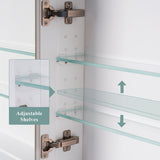 WELLFOR GRACE Solid Wood 48-in x 32-in Recessed Mount White Mirrored Soft Close Medicine Cabinet