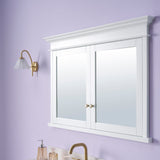 WELLFOR GRACE Solid Wood 48-in x 32-in Recessed Mount White Mirrored Soft Close Medicine Cabinet