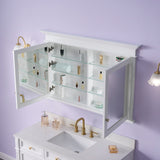 WELLFOR GRACE Solid Wood 48-in x 32-in Recessed Mount White Mirrored Soft Close Medicine Cabinet