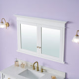 WELLFOR GRACE Solid Wood 48-in x 32-in Recessed Mount White Mirrored Soft Close Medicine Cabinet