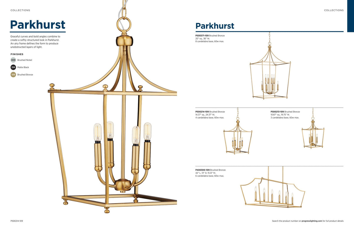 Progress Lighting Parkhurst 3-Light Matte Black Traditional Lantern Medium Hanging Pendant Light