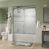 Everly 60 in. x 59-1/4 in. Mod Semi-Frameless Sliding Bathtub Door in Chrome and 1/4 in. (6mm) Niebla Glass - Super Arbor
