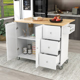 BABOOM White Mdf Base with Wood Top Rolling Kitchen Island (29.5-in x 52.7-in x 36.81-in)