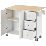 BABOOM White Mdf Base with Wood Top Rolling Kitchen Island (29.5-in x 52.7-in x 36.81-in)