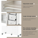 BABOOM White Mdf Base with Wood Top Rolling Kitchen Island (29.5-in x 52.7-in x 36.81-in)