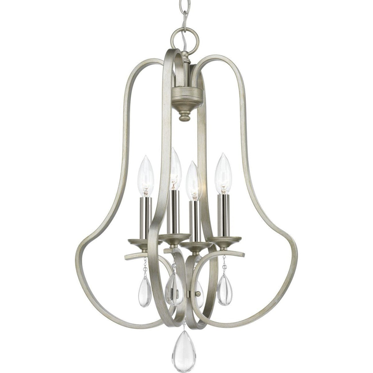 Progress Lighting Anjoux 4-Light Silver Ridge Transitional Geometric Medium Hanging Pendant Light