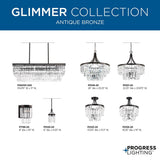 Progress Lighting Glimmer 6-Light Antique Bronze Transitional Tinted Glass Tiered Large Hanging Pendant Light