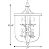 Progress Lighting Gulliver 8-Light Galvanized with Antique White Coastal Lantern Medium Hanging Pendant Light