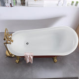 Laval 67 in. Acrylic Claw Foot Freestanding Bathtub in Red and White - Super Arbor