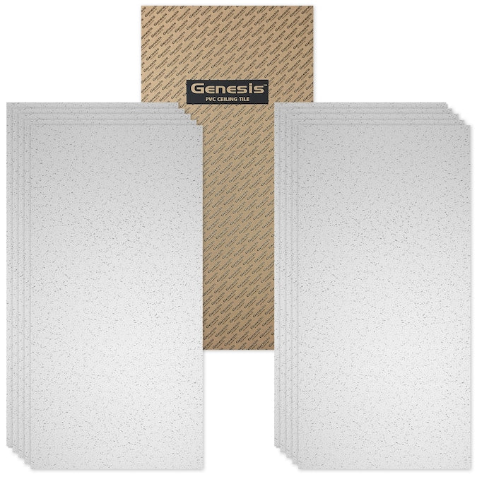 Genesis 4-ft x 2-ft Printed Pro White PVC Drop Ceiling Tile (1-Pack, 8-sq ft / Case)