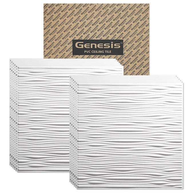Genesis 2-ft x 2-ft Drifts White PVC Drop Ceiling Tile (1-Pack, 4-sq ft / Case)