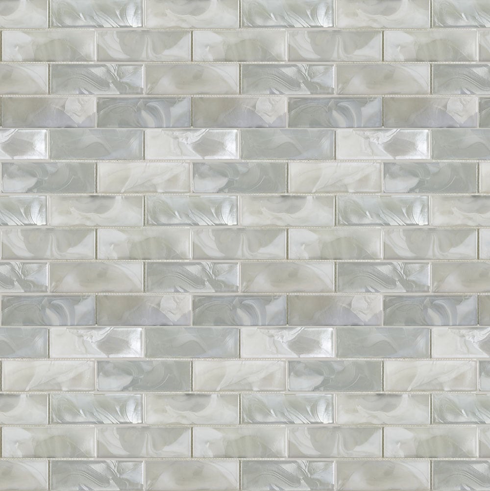 Elida Ceramica White 12-in x 12-in Glossy Glass Brick Mosaic Wall Tile, 1.06-sq ft