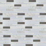 Elida Ceramica White 12-in x 12-in Mirrored Glass/Stone Linear Mosaic Wall Tile