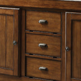 Benzara Brown Wood Veneer Base with Mdf Wood Top Kitchen Cart (22-in x 57-in x 36-in)