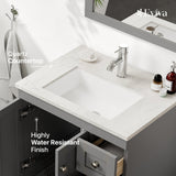 Eviva Happy 24 in. W x 18 in. D x 34 in. H Gray Bathroom Vanity with White Carrara Marble Top and White Undermount Sink