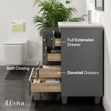 Eviva Happy 24 in. W x 18 in. D x 34 in. H Gray Bathroom Vanity with White Carrara Marble Top and White Undermount Sink