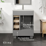 Eviva Happy 24 in. W x 18 in. D x 34 in. H Gray Bathroom Vanity with White Carrara Marble Top and White Undermount Sink