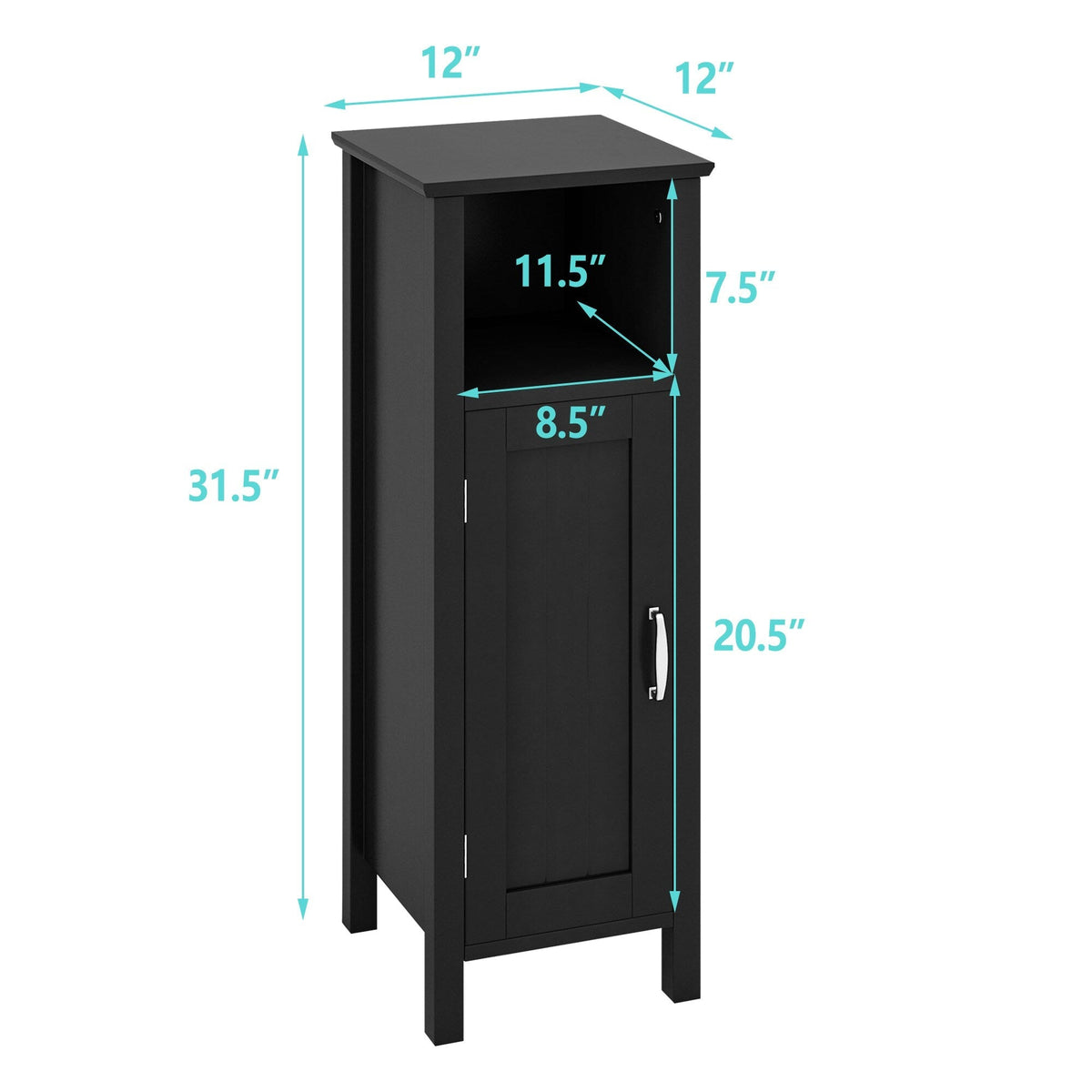 WELLFOR 12-in x 31.5-in x 12-in Black Freestanding Corner Linen Cabinet