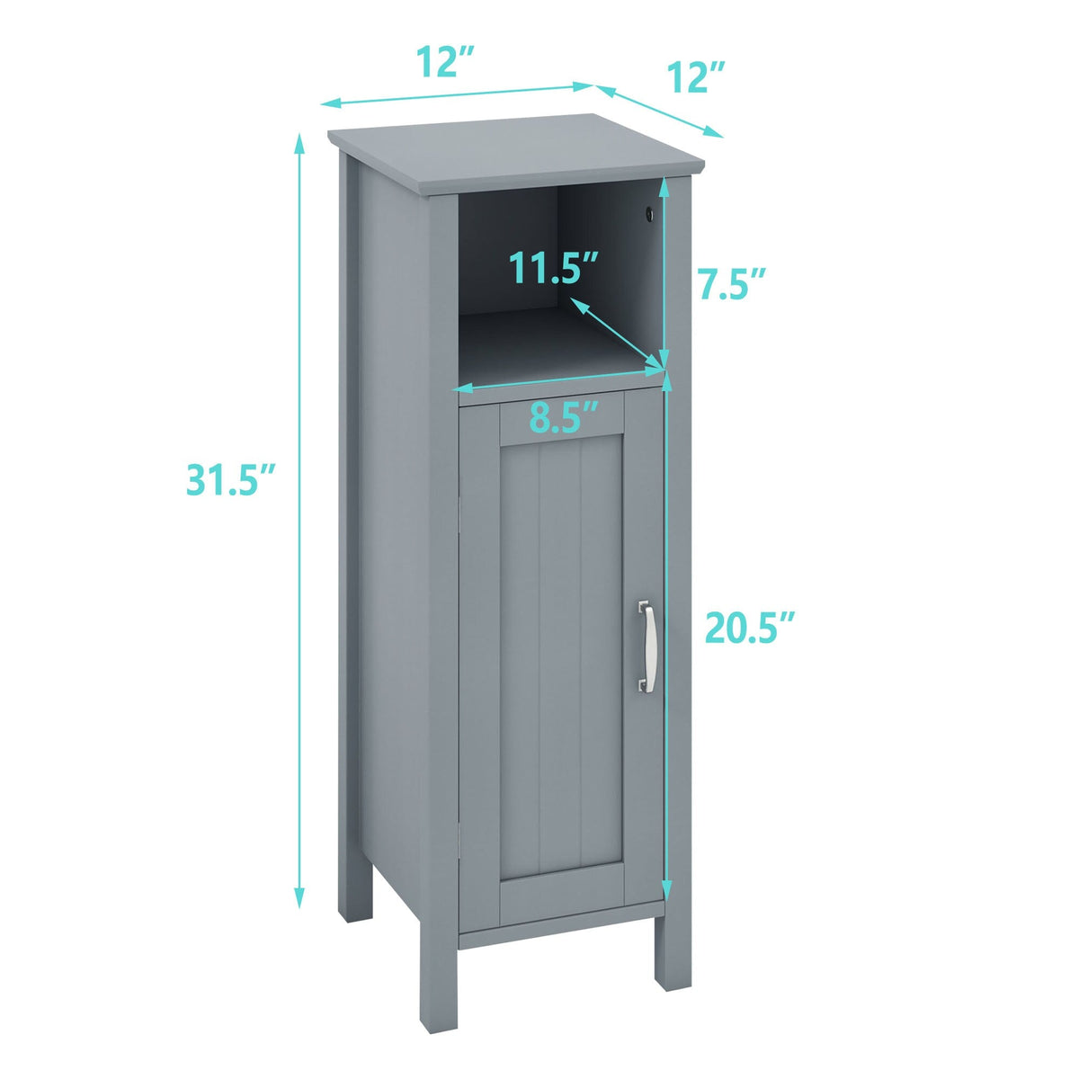 WELLFOR 12-in x 31.5-in x 12-in Gray Freestanding Corner Linen Cabinet
